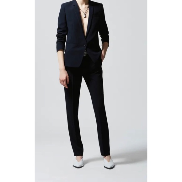 Brand New The Kooples Marta Crepe Suit Pants in Flowing Navy Size 34 FR/ 2 U.S. - Picture 3 of 14